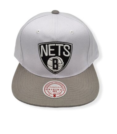 Mitchell & Ness Brooklyn Nets Core Basic White/Grey Adjustable Snapback Hat Cap