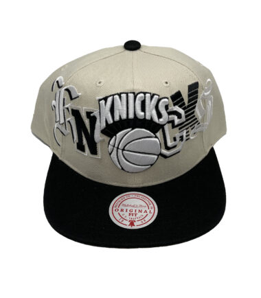 Mitchell & Ness New York Knicks Hype Type Hardwood Classics Cream Adjustable Snapback Hat Cap