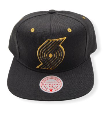 Mitchell & Ness Portland Trail Blazers Fool's Gold Black Adjustable Snapback Hat Cap