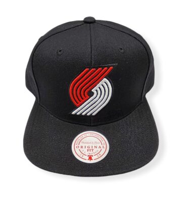 Mitchell & Ness Portland Trail Blazers Team Ground 2.0 Black Adjustable Snapback Hat Cap