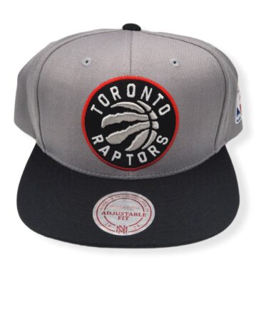 Mitchell & Ness Toronto Raptors XL Logo Grey/Black Side NBA Logo Adjustable Snapback Hat Cap