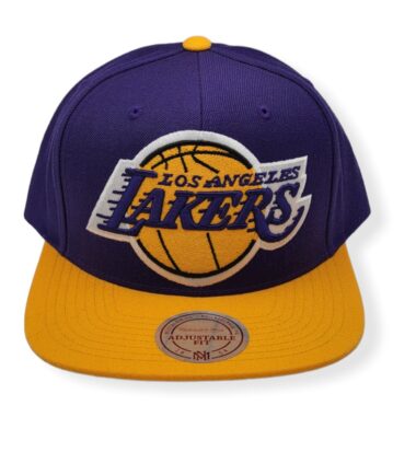 Mitchell & Ness Los Angeles Lakers XL Logo 2T Purple/Yellow Adjustable Snapback Hat Cap