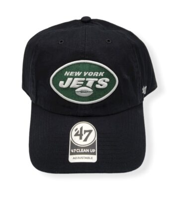 '47 New York Jets Clean Up Black Adjustable Strap Hat Cap