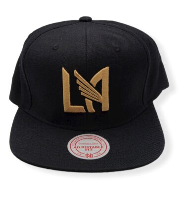 Mitchell & Ness Los Angeles Football Club Team Core Black/Khaki Underbrim Adjustable Snapback Hat Cap