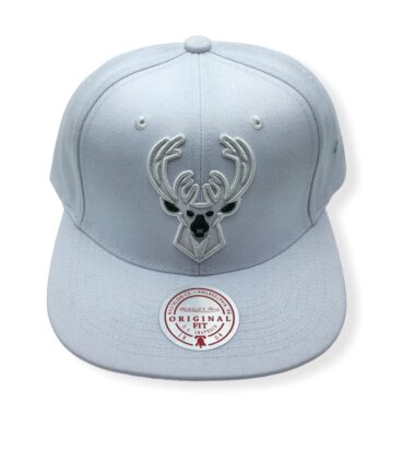 Mitchell & Ness Milwaukee Bucks White Out TC Pop White/Green Adjustable Snapback Hat Cap