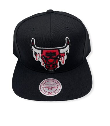 Mitchell & Ness Chicago Bulls Dripped Black Adjustable Snapback Hat Cap