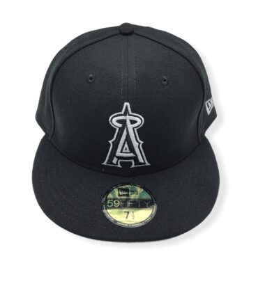 New Era Los Angeles Angels 59Fifty Basic Black Fitted Hat Cap Size 7 1/2