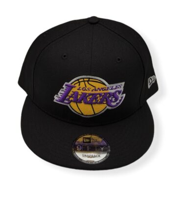 New Era Los Angeles Lakers 9Fifty Black/Color Logo Adjustable Snapback Hat Cap