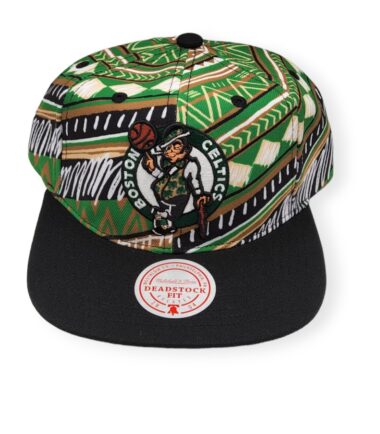 Mitchell & Ness Boston Celtics Game Day Pattern Deadstock Black Adjustable Snapback Hat Cap