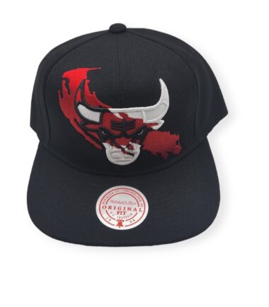 Mitchell & Ness Chicago Bulls Paint By Number Black Adjustable Snapback Hat Cap
