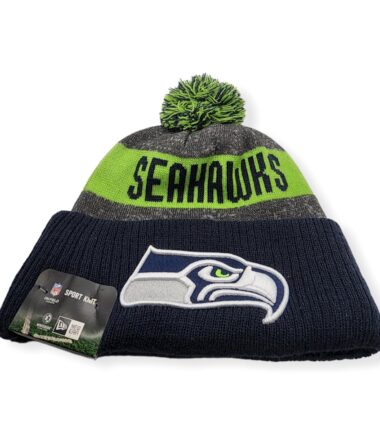 New Era Seattle Seahawks Authentic 2016 Grey/Green/Navy Cuff Sport Knit Beanie Cold Weather Hat