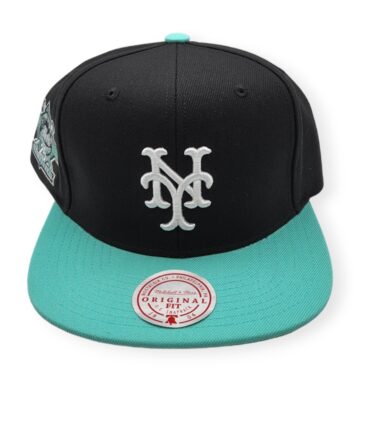 Mitchell & Ness New York Mets Hometown Coop Black/Teal Adjustable Snapback Hat Cap