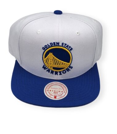 Mitchell & Ness Golden State Warriors Fresh Crown White/Blue Adjustable Snapback Hat Cap