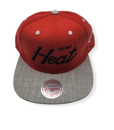 Mitchell & Ness Miami Heat Special Script Red/Heather Gray Adjustable Snapback Hat Cap