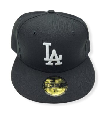 New Era Los Angeles Dodgers 59Fifty Basic Black Fitted Hat Cap Size 7 3/4