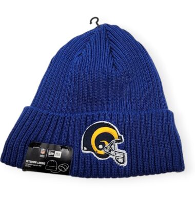 New Era Los Angeles Rams Authentic Ribbed Cuff Helmet Logo Sport Knit Beanie Cold Weather Hat