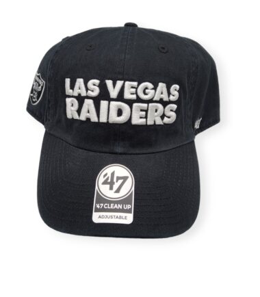 '47 Las Vegas Raiders Clean Up Black/White Script Logo/Side Logo Adjustable Strap Hat Cap