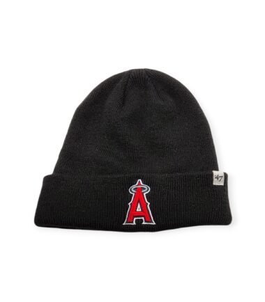 '47 Los Angeles Angels Authentic Raised Cuffed Black Knit Beanie Cold Weather Hat